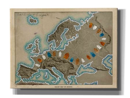 Relief Map of Europe  by Nikki Galapon, Canvas Wall Art For Discount