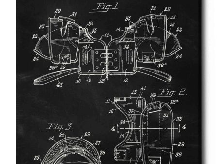 Football Shoulder Pad Blueprint Patent Chalkboard  Canvas Wall Art For Discount