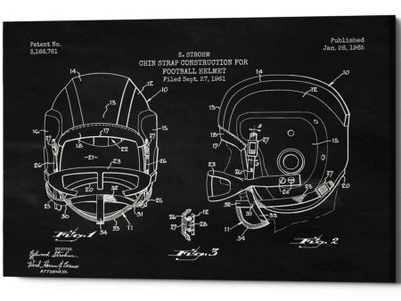 Modern Football Helmet Blueprint Chalkboard Patent  Canvas Wall Art Online now