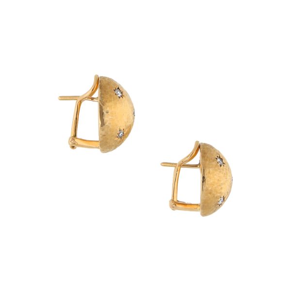 Aretes huecos con diamantes en oro amarillo 18 kilates. Discount