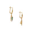 Aretes estilizados con diamantes y esmeraldas en oro amarillo 18 kilates. on Sale