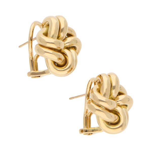 Aretes diseño especial motivo nudo firma Tane en oro amarillo 18 kilates. Online Sale