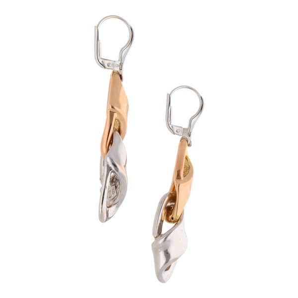 Aretes huecos con colgantes en oro dos tonos 14 kilates. Online now