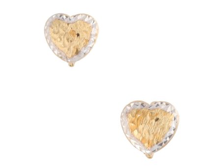 Aretes diseño especial motivo corazón en oro dos tonos 14 kilates. Online now