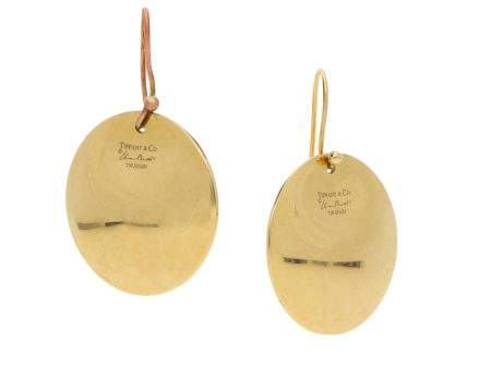 Aretes lisos firma Tiffany & Co. en oro amarillo 18 kilates. Cheap