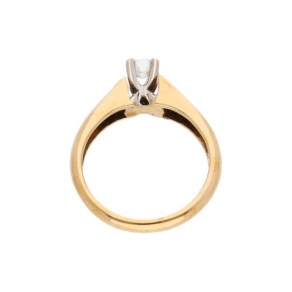 Anillo solitario con diamante en oro dos tonos 14 kilates. For Discount