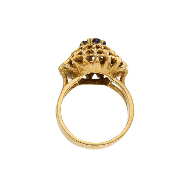 Anillo estriado con zafiros en oro amarillo 18 kilates. For Discount