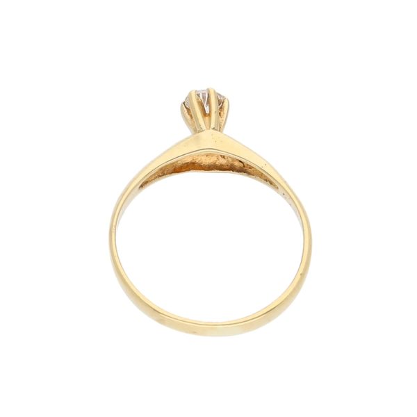 Anillo solitario con circonia en oro amarillo 14 kilates. Online Hot Sale