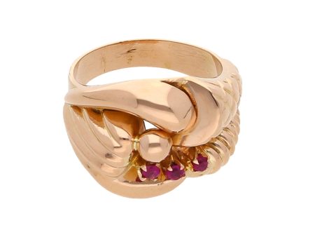 Anillo estilizado con sintéticos en oro rosa 18 kilates. Online Hot Sale