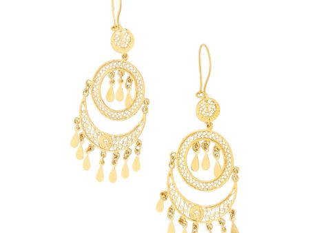 Aretes calados con colgantes en oro amarillo 18 kilates. For Cheap