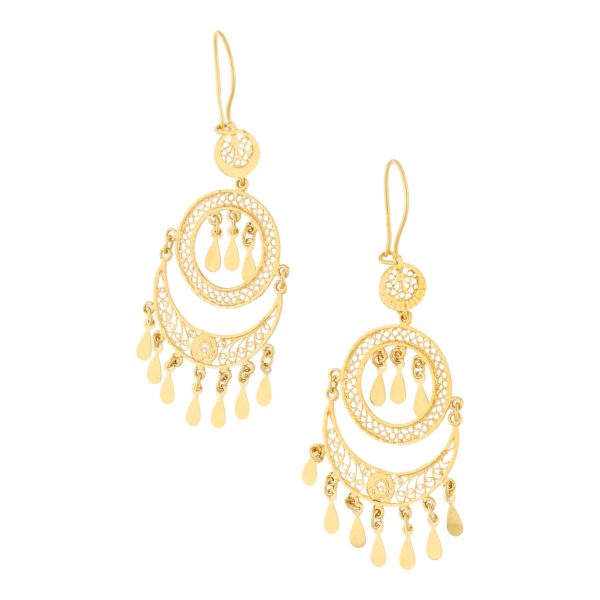 Aretes calados con colgantes en oro amarillo 18 kilates. For Cheap