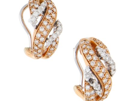 Aretes estilizados con diamantes en oro dos tonos 18 kilates. For Cheap