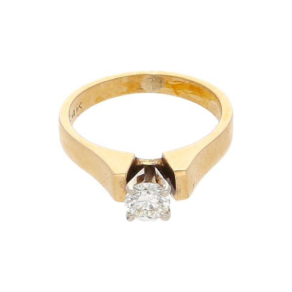 Anillo solitario con diamante en oro dos tonos 14 kilates. Online Sale