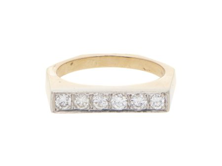 Anillo estilizado con diamantes en oro amarillo 14 kilates. Online Hot Sale