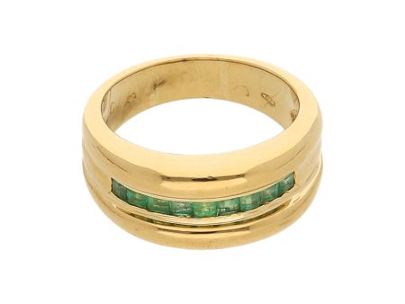 Anillo estilizado con esmeraldas en oro amarillo 18 kilates. Online