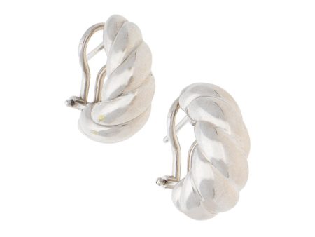 Aretes acanalados en oro blanco 14 kilates. Online Sale