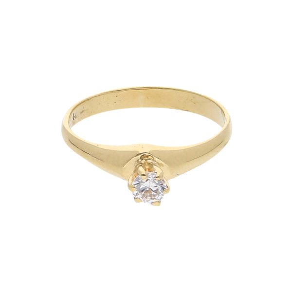 Anillo solitario con circonia en oro amarillo 14 kilates. Online Hot Sale