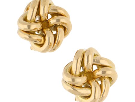 Aretes diseño especial motivo nudo firma Tane en oro amarillo 18 kilates. Online Sale