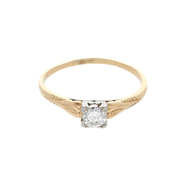 Anillo solitario con diamante en oro amarillo 14 kilates. For Discount