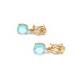 Aretes articulados con diamantes y topacio azul en oro amarillo 14 kilates. Hot on Sale