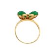 Anillo estilizado motivo mariposa con diamantes y jade en oro amarillo 18 kilates. For Sale