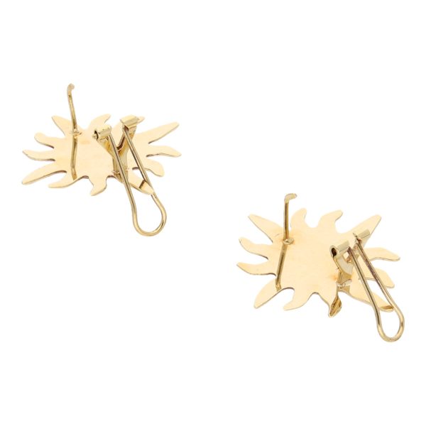 Aretes huecos motivo sol en oro amarillo 14 kilates. Online