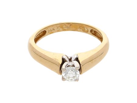 Anillo solitario con diamante en oro dos tonos 14 kilates. For Discount