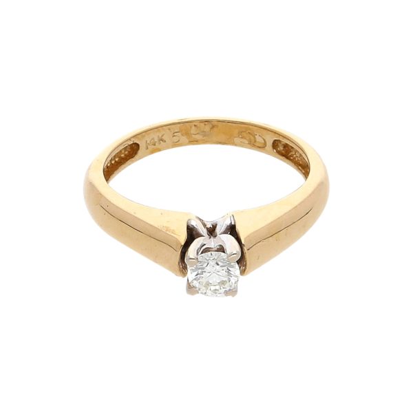 Anillo solitario con diamante en oro dos tonos 14 kilates. For Discount