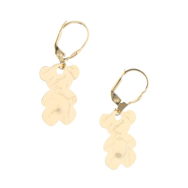 Aretes estilizados motivo oso en oro amarillo 14 kilates. Fashion