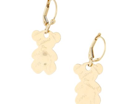 Aretes estilizados motivo oso en oro amarillo 14 kilates. Fashion