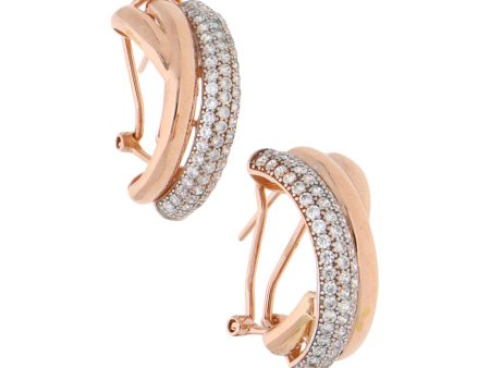 Aretes estilizados con circonias en oro rosa 14 kilates. Online Hot Sale