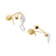 Aretes estilizados motivo floral con circonias en oro dos tonos 14 kilates. Cheap