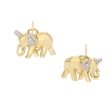 Aretes diseño especial motivo elefante con circonias en oro amarillo 14 kilates. For Cheap