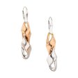 Aretes huecos con colgantes en oro dos tonos 14 kilates. Online now