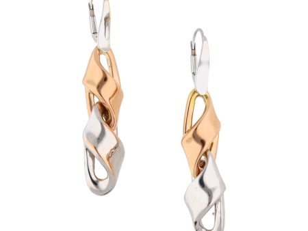 Aretes huecos con colgantes en oro dos tonos 14 kilates. Online now