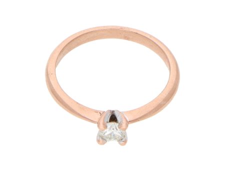 Anillo solitario con diamante en oro rosa 10 kilates. Online now