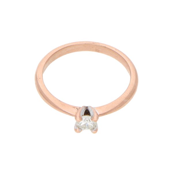 Anillo solitario con diamante en oro rosa 10 kilates. Online now