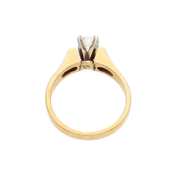 Anillo solitario con diamante en oro dos tonos 14 kilates. Online Sale