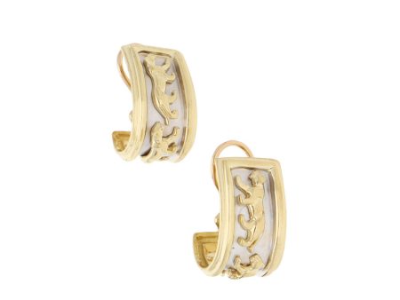 Aretes estilizados motivo felino en oro amarillo 14 kilates. Online Hot Sale