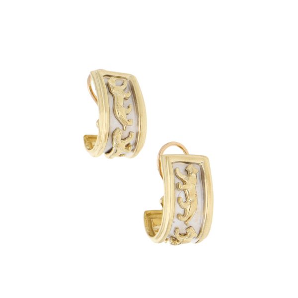 Aretes estilizados motivo felino en oro amarillo 14 kilates. Online Hot Sale