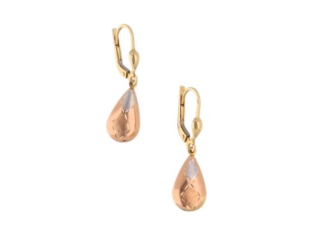 Aretes labrados en oro tres tonos 14 kilates. Sale