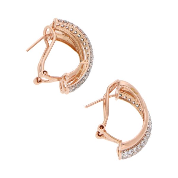 Aretes estilizados con circonias en oro rosa 14 kilates. Online Hot Sale