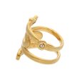 Anillo estilizado motivo felinos con diamante en oro amarillo 18 kilates. Online Hot Sale