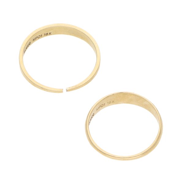 Dos anillos lisos en oro amarillo 18 kilates. Online Hot Sale