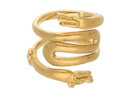 Anillo estilizado motivo felinos con diamante en oro amarillo 18 kilates. Online Hot Sale