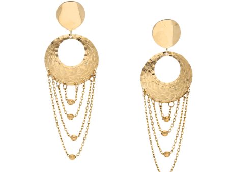 Aretes diseño especial con colgantes en oro amarillo 14 kilates. on Sale