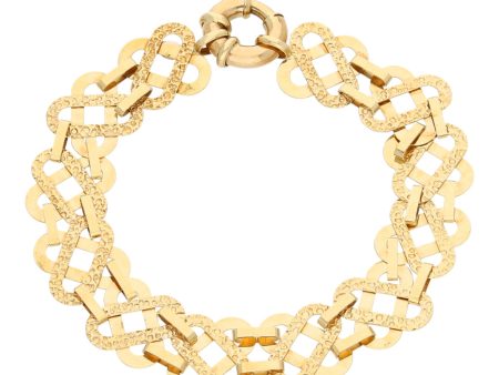 Pulsera eslabón combinado laminado en oro amarillo 14 kilates. Online now