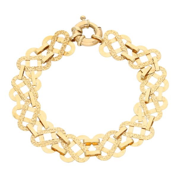 Pulsera eslabón combinado laminado en oro amarillo 14 kilates. Online now