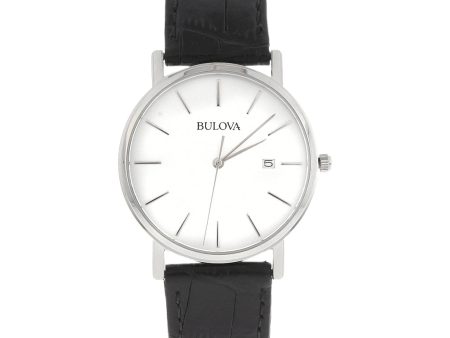 Reloj Bulova para caballero en acero inoxidable correa piel. For Cheap