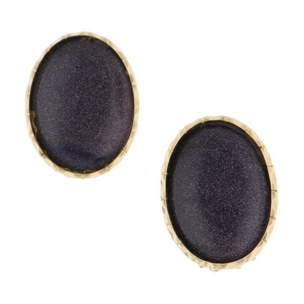 Aretes estilizados con venturinas en oro amarillo 14 kilates. Supply